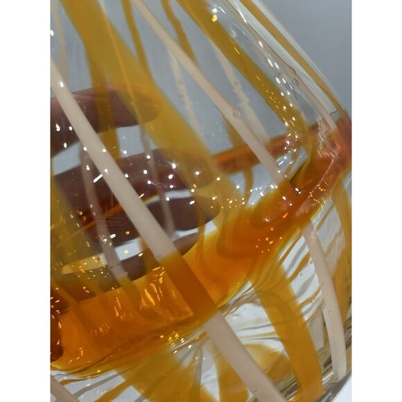 Anthropologie Blow Art Glass Orange Swirl Vase Retro - Picture 6 of 8